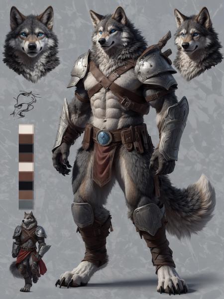 54327-1676574541-(character_design), concept art, model sheet, anthro, canid, mammal, canine, solo, armor, male, wolf, fur, claws, canis, hi res,.png